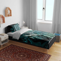 Hawaiian Honu Personalized Bedding Set Dark Cyan Maile Pikake Flower Lei Inspired LT9 - Polynesian Pride