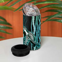 Hawaiian Honu Personalized 4 in 1 Can Cooler Tumbler Dark Cyan Maile Pikake Flower Lei Inspired LT9 - Polynesian Pride