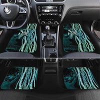 Hawaiian Honu Personalized Car Mats Dark Cyan Maile Pikake Flower Lei Inspired LT9 Set 4pcs Cyan - Polynesian Pride