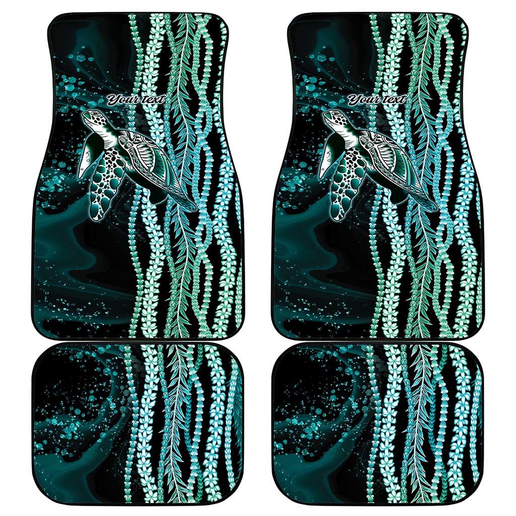 Hawaiian Honu Personalized Car Mats Dark Cyan Maile Pikake Flower Lei Inspired LT9 - Polynesian Pride