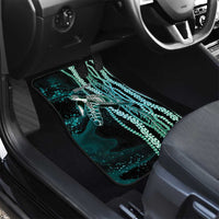 Hawaiian Honu Personalized Car Mats Dark Cyan Maile Pikake Flower Lei Inspired LT9 - Polynesian Pride
