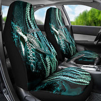 Hawaiian Honu Personalized Car Seat Cover Dark Cyan Maile Pikake Flower Lei Inspired LT9 - Polynesian Pride
