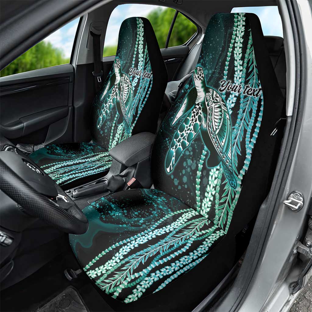 Hawaiian Honu Personalized Car Seat Cover Dark Cyan Maile Pikake Flower Lei Inspired LT9 - Polynesian Pride