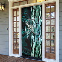 Hawaiian Honu Personalized Door Cover Dark Cyan Maile Pikake Flower Lei Inspired LT9 - Polynesian Pride