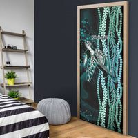 Hawaiian Honu Personalized Door Cover Dark Cyan Maile Pikake Flower Lei Inspired LT9 - Polynesian Pride