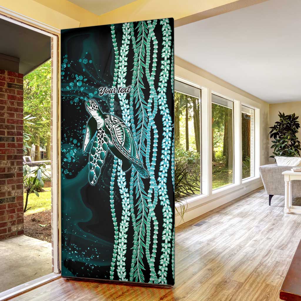 Hawaiian Honu Personalized Door Cover Dark Cyan Maile Pikake Flower Lei Inspired LT9 - Polynesian Pride