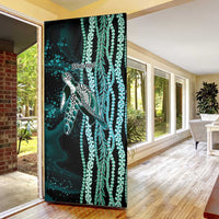 Hawaiian Honu Personalized Door Cover Dark Cyan Maile Pikake Flower Lei Inspired LT9 - Polynesian Pride