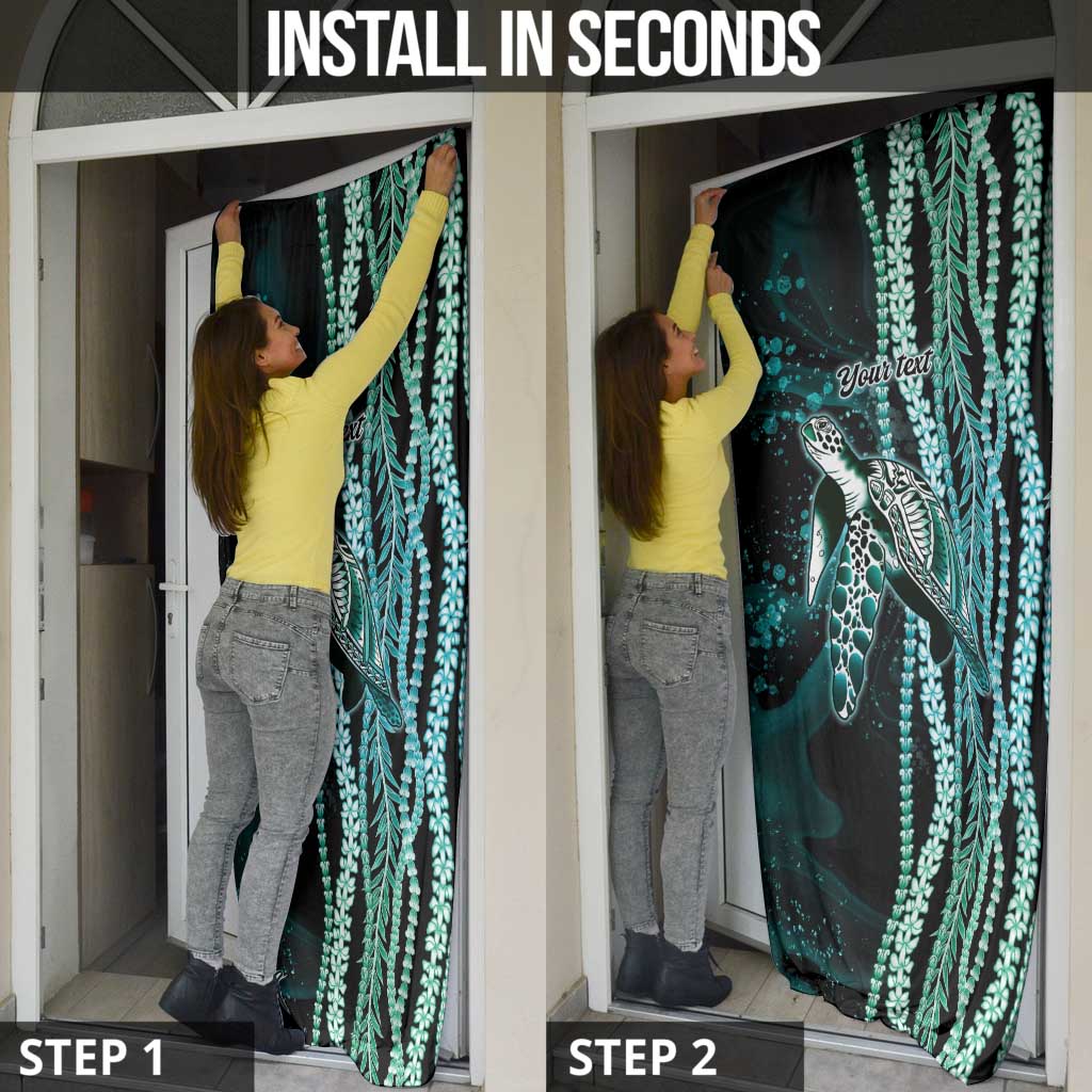 Hawaiian Honu Personalized Door Cover Dark Cyan Maile Pikake Flower Lei Inspired LT9 - Polynesian Pride