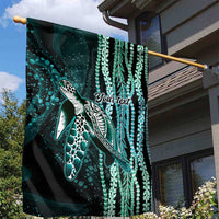Hawaiian Honu Personalized Garden Flag Dark Cyan Maile Pikake Flower Lei Inspired LT9 - Polynesian Pride