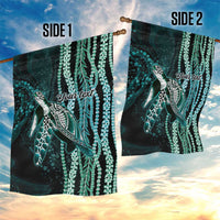 Hawaiian Honu Personalized Garden Flag Dark Cyan Maile Pikake Flower Lei Inspired LT9 - Polynesian Pride
