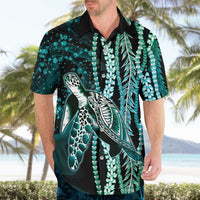 Hawaiian Honu Personalized Hawaiian Shirt Dark Cyan Maile Pikake Flower Lei Inspired LT9 - Polynesian Pride