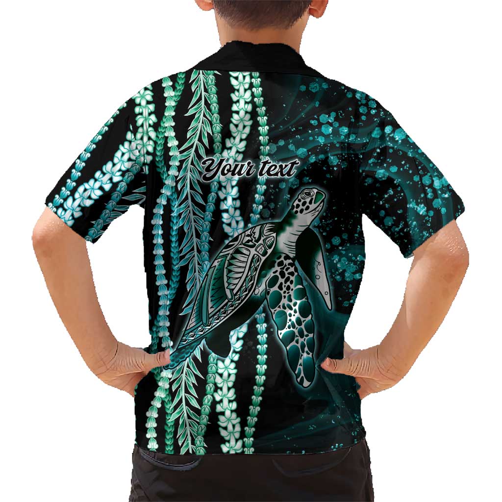 Hawaiian Honu Personalized Hawaiian Shirt Dark Cyan Maile Pikake Flower Lei Inspired LT9 - Polynesian Pride
