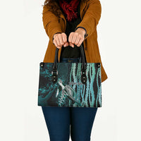 Hawaiian Honu Personalized Leather Bag Dark Cyan Maile Pikake Flower Lei Inspired LT9 - Polynesian Pride