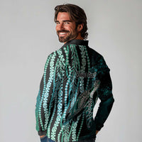 Hawaiian Honu Personalized Long Sleeve Polo Shirt Dark Cyan Maile Pikake Flower Lei Inspired LT9 - Polynesian Pride