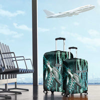 Hawaiian Honu Personalized Luggage Cover Dark Cyan Maile Pikake Flower Lei Inspired LT9 - Polynesian Pride