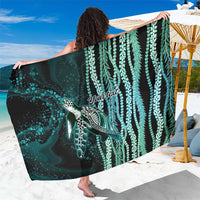 Hawaiian Honu Personalized Sarong Dark Cyan Maile Pikake Flower Lei Inspired LT9 One Size 44 x 66 inches Cyan - Polynesian Pride