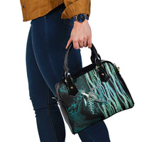 Hawaiian Honu Personalized Shoulder Handbag Dark Cyan Maile Pikake Flower Lei Inspired LT9 - Polynesian Pride