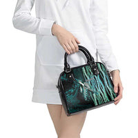 Hawaiian Honu Personalized Shoulder Handbag Dark Cyan Maile Pikake Flower Lei Inspired LT9 - Polynesian Pride