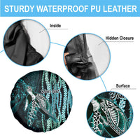Hawaiian Honu Personalized Spare Tire Cover Dark Cyan Maile Pikake Flower Lei Inspired LT9 - Polynesian Pride