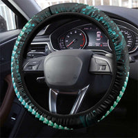 Hawaiian Honu Steering Wheel Cover Dark Cyan Maile Pikake Flower Lei Inspired LT9 - Polynesian Pride