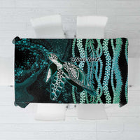 Hawaiian Honu Personalized Tablecloth Dark Cyan Maile Pikake Flower Lei Inspired LT9 Cyan - Polynesian Pride