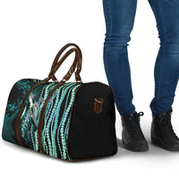 Hawaiian Honu Personalized Travel Bag Dark Cyan Maile Pikake Flower Lei Inspired LT9 - Polynesian Pride