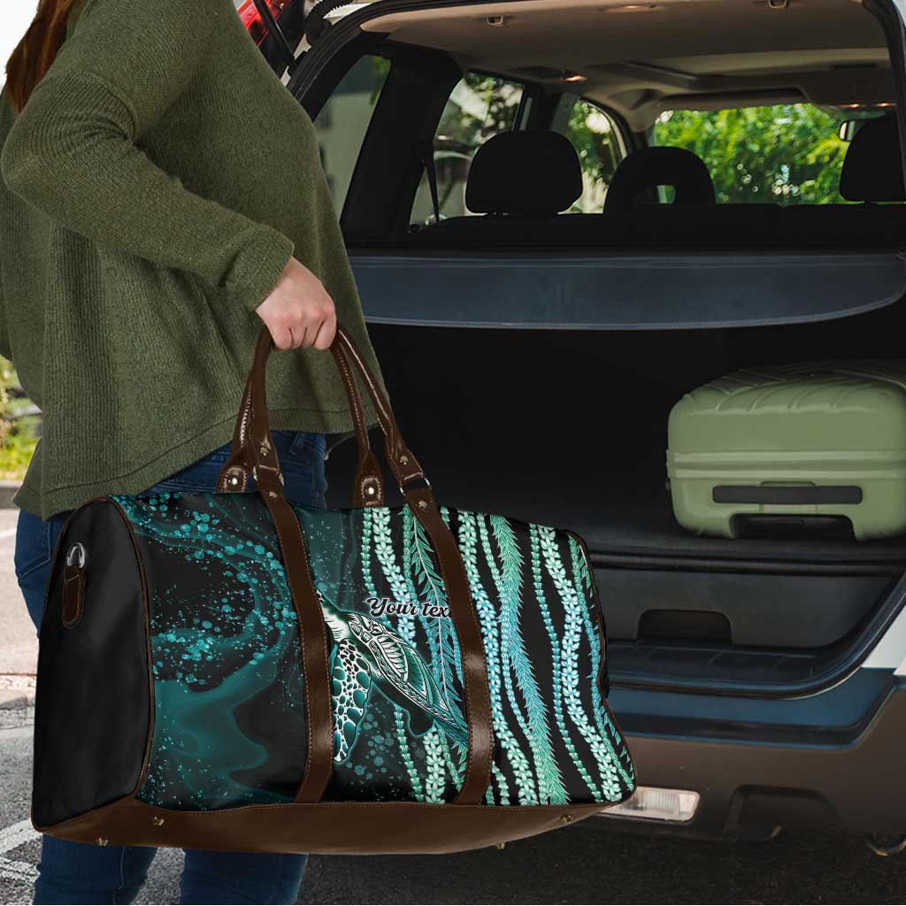 Hawaiian Honu Personalized Travel Bag Dark Cyan Maile Pikake Flower Lei Inspired LT9 - Polynesian Pride