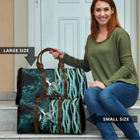 Hawaiian Honu Personalized Travel Bag Dark Cyan Maile Pikake Flower Lei Inspired LT9 - Polynesian Pride