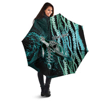 Hawaiian Honu Personalized Umbrella Dark Cyan Maile Pikake Flower Lei Inspired LT9 - Polynesian Pride
