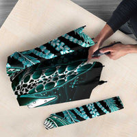 Hawaiian Honu Personalized Umbrella Dark Cyan Maile Pikake Flower Lei Inspired LT9 - Polynesian Pride