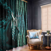 Hawaiian Honu Personalized Window Curtain Dark Cyan Maile Pikake Flower Lei Inspired LT9 - Polynesian Pride