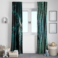 Hawaiian Honu Personalized Window Curtain Dark Cyan Maile Pikake Flower Lei Inspired LT9 - Polynesian Pride