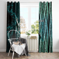 Hawaiian Honu Personalized Window Curtain Dark Cyan Maile Pikake Flower Lei Inspired LT9 - Polynesian Pride