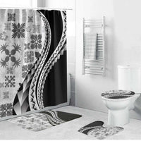 Black Hawaiian Quilt Pattern Bathroom Set Mixed Polynesian Tribal Arty - Polynesian Pride