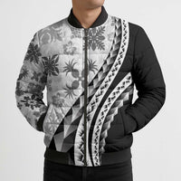 Black Hawaiian Quilt Pattern Bomber Puffer Jacket Mixed Polynesian Tribal Arty - Polynesian Pride