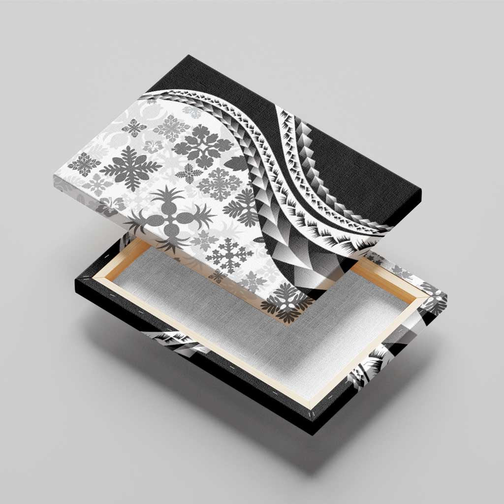 Black Hawaiian Quilt Pattern Canvas Wall Art Mixed Polynesian Tribal Arty