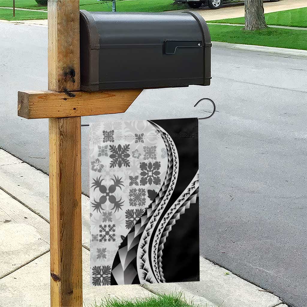 Black Hawaiian Quilt Pattern Garden Flag Mixed Polynesian Tribal Arty