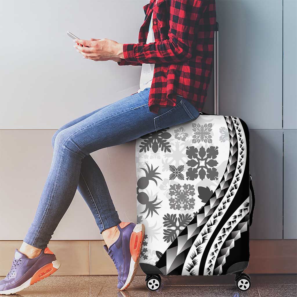 Black Hawaiian Quilt Pattern Luggage Cover Mixed Polynesian Tribal Arty