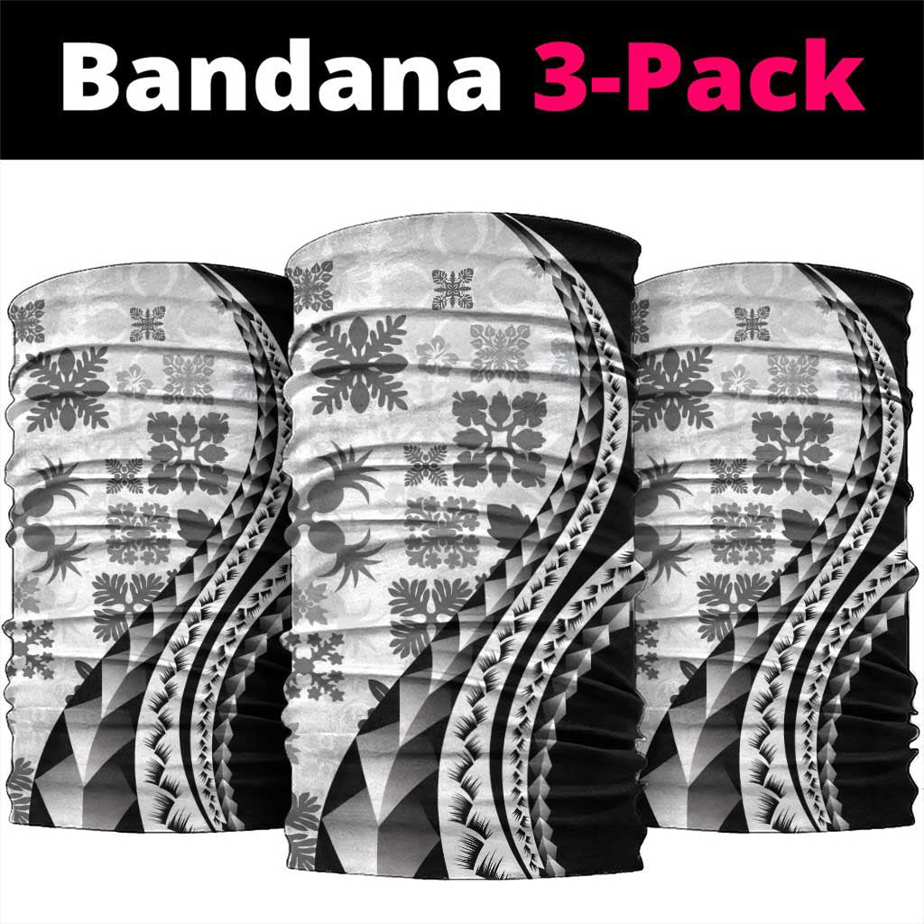 Black Hawaiian Quilt Pattern Neck Gaiter Mixed Polynesian Tribal Arty - Polynesian Pride