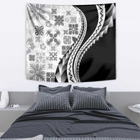 Black Hawaiian Quilt Pattern Tapestry Mixed Polynesian Tribal Arty
