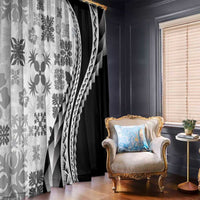 Black Hawaiian Quilt Pattern Window Curtain Mixed Polynesian Tribal Arty