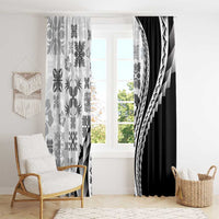 Black Hawaiian Quilt Pattern Window Curtain Mixed Polynesian Tribal Arty