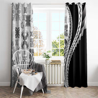 Black Hawaiian Quilt Pattern Window Curtain Mixed Polynesian Tribal Arty