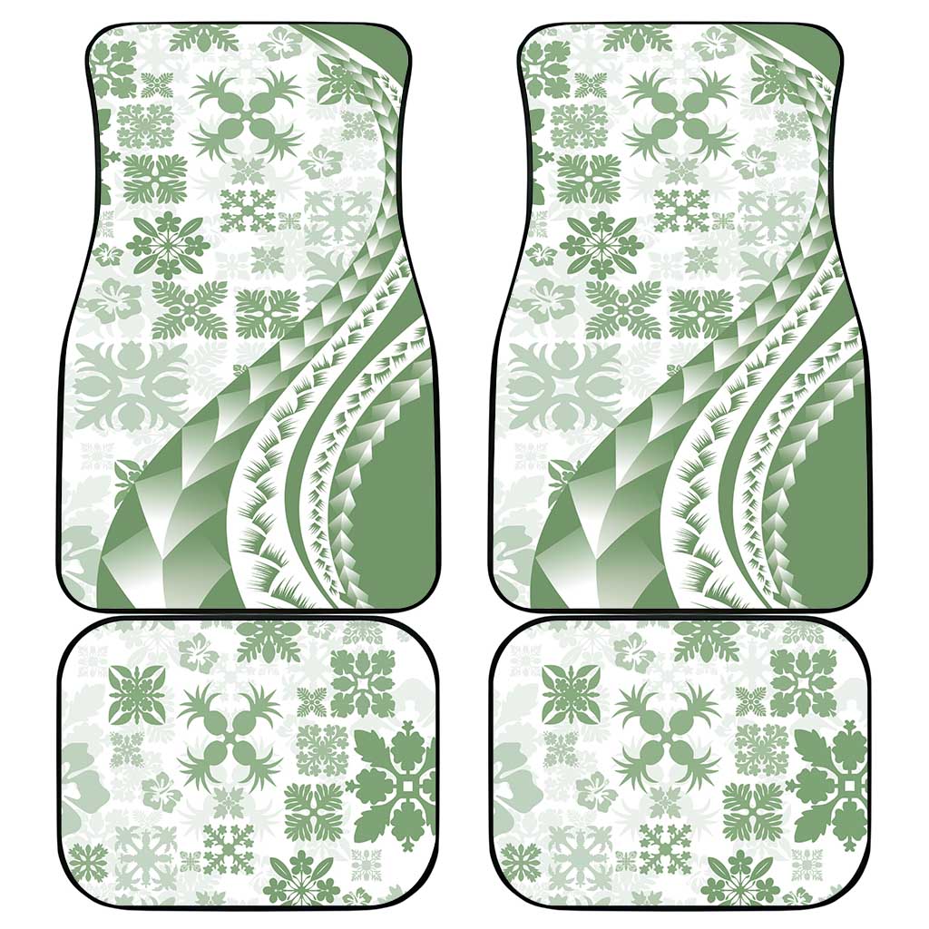 Green Hawaiian Quilt Pattern Car Mats Mixed Polynesian Tribal Arty