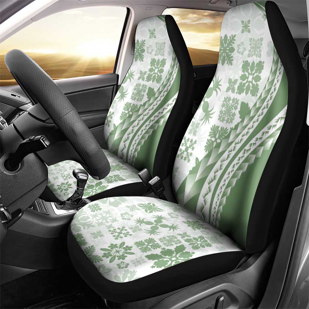 Green Hawaiian Quilt Pattern Car Seat Cover Mixed Polynesian Tribal Arty