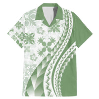 Green Hawaiian Quilt Pattern Family Matching Mermaid Dress and Hawaiian Shirt Mixed Polynesian Tribal Arty