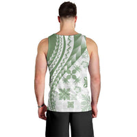 Green Hawaiian Quilt Pattern Men Tank Top Mixed Polynesian Tribal Arty