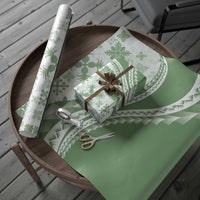 Green Hawaiian Quilt Pattern Wrapping Paper Mixed Polynesian Tribal Arty - Polynesian Pride