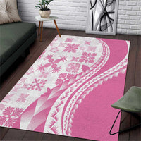 Pink Hawaiian Quilt Pattern Area Rug Mixed Polynesian Tribal Arty