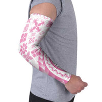 Pink Hawaiian Quilt Pattern Arm Sleeves Mixed Polynesian Tribal Arty - Polynesian Pride